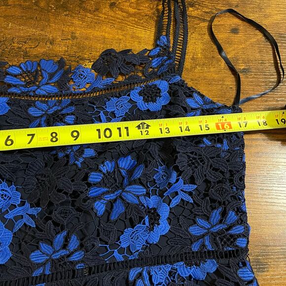T Tahari Blue Lace A-Line Dress Size Small Elegant Cocktail Party Wedding Guest - Picture 14 of 16